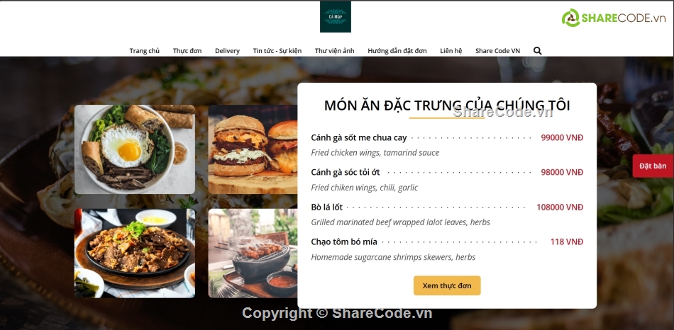 source code,quản lí nhà hàng,web nhà hàng,web php,Sharecode